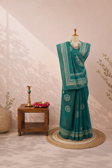 Green Cotton Saree