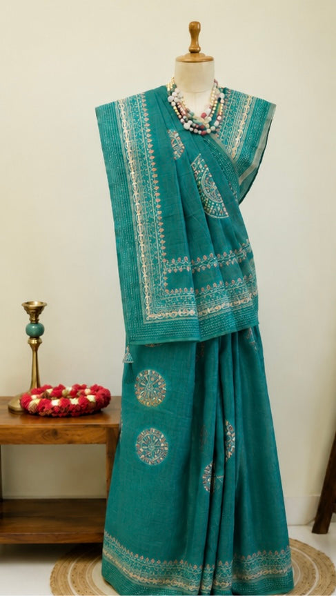 Green Cotton Saree