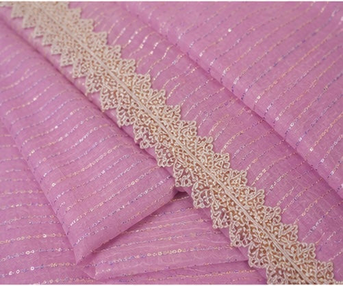Whispered Grace- Pink Sequence Saree
