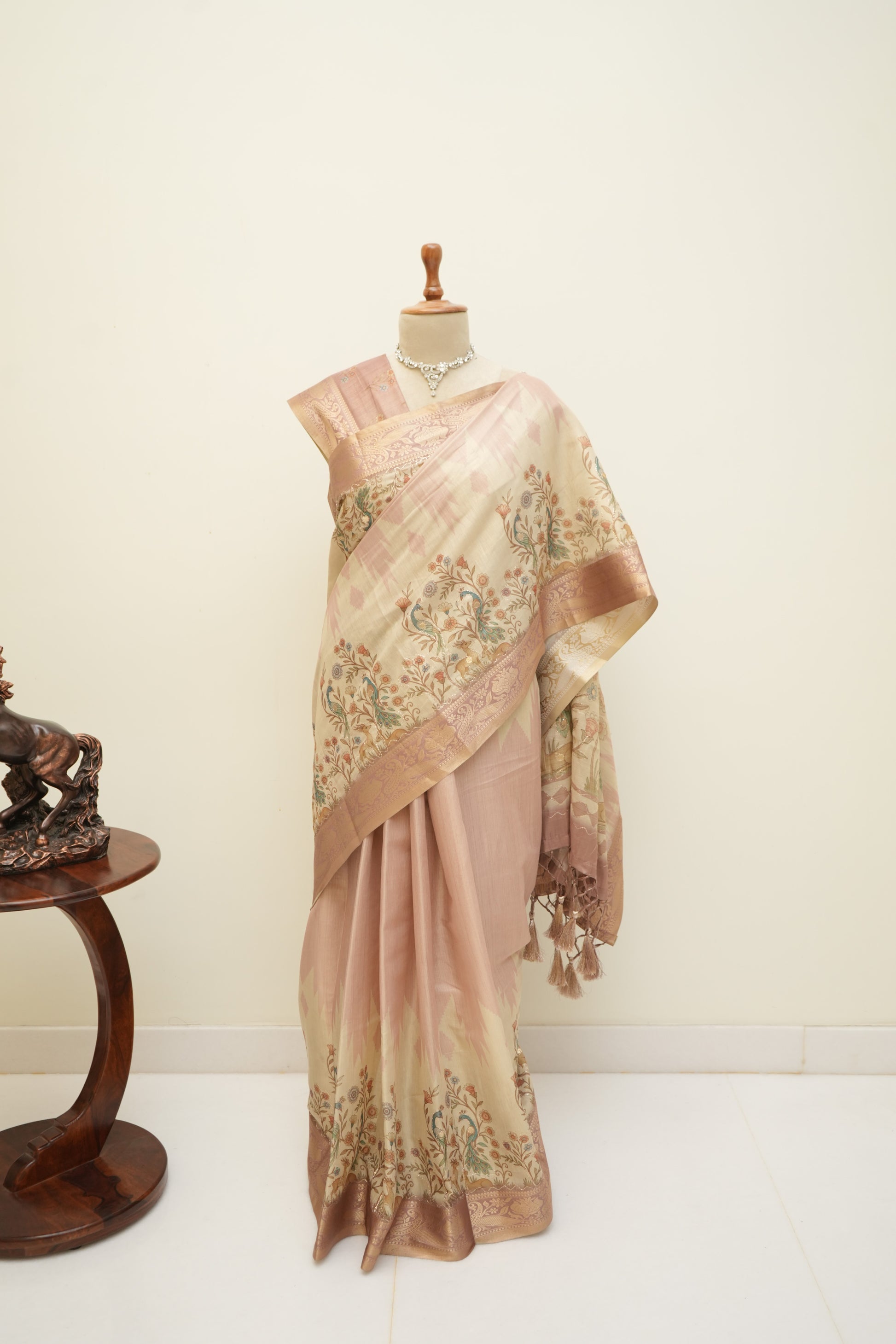 Royal peacock woven Khadi silk saree for weddings
