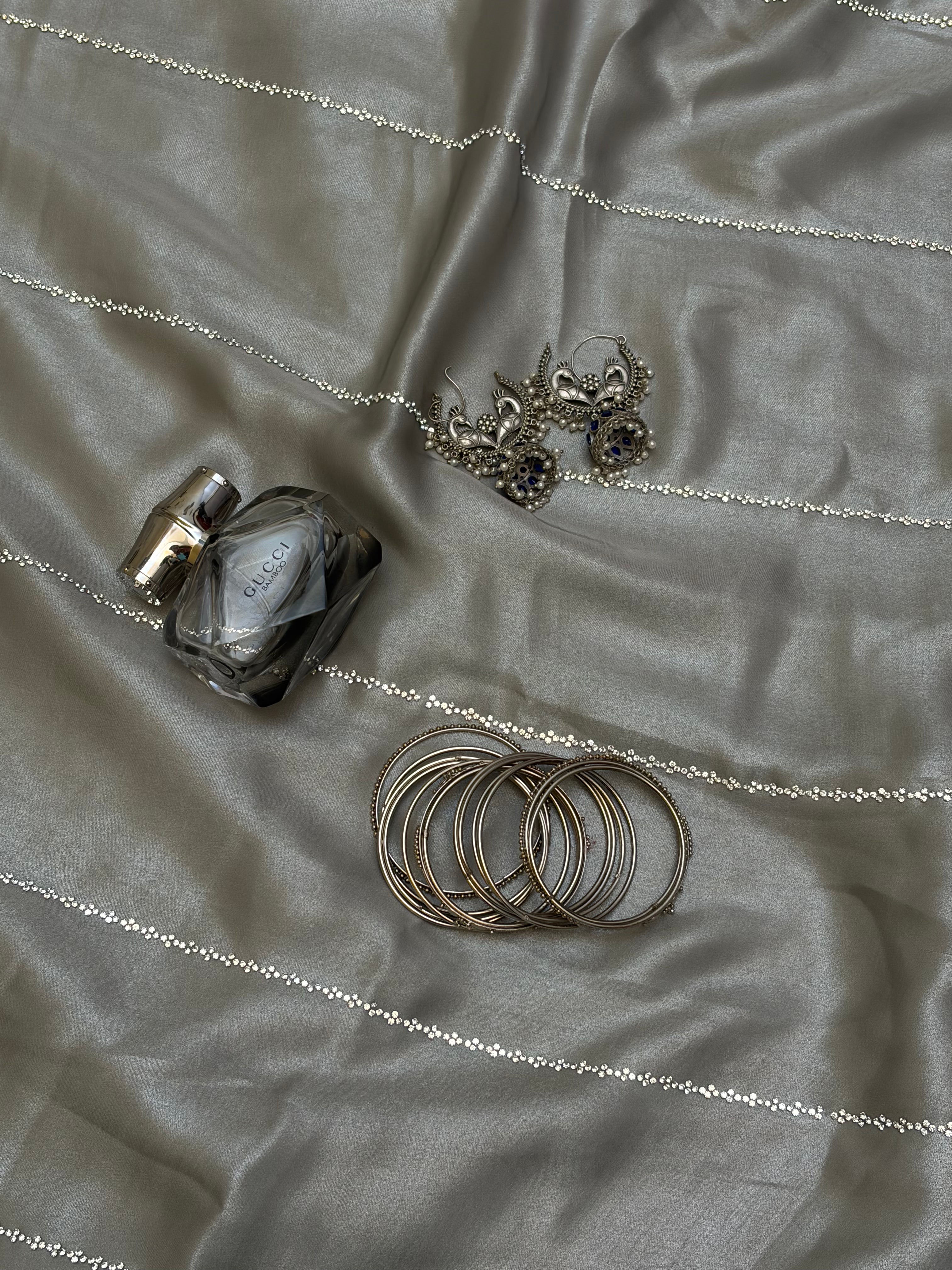 Silver Mist Embellished Saree