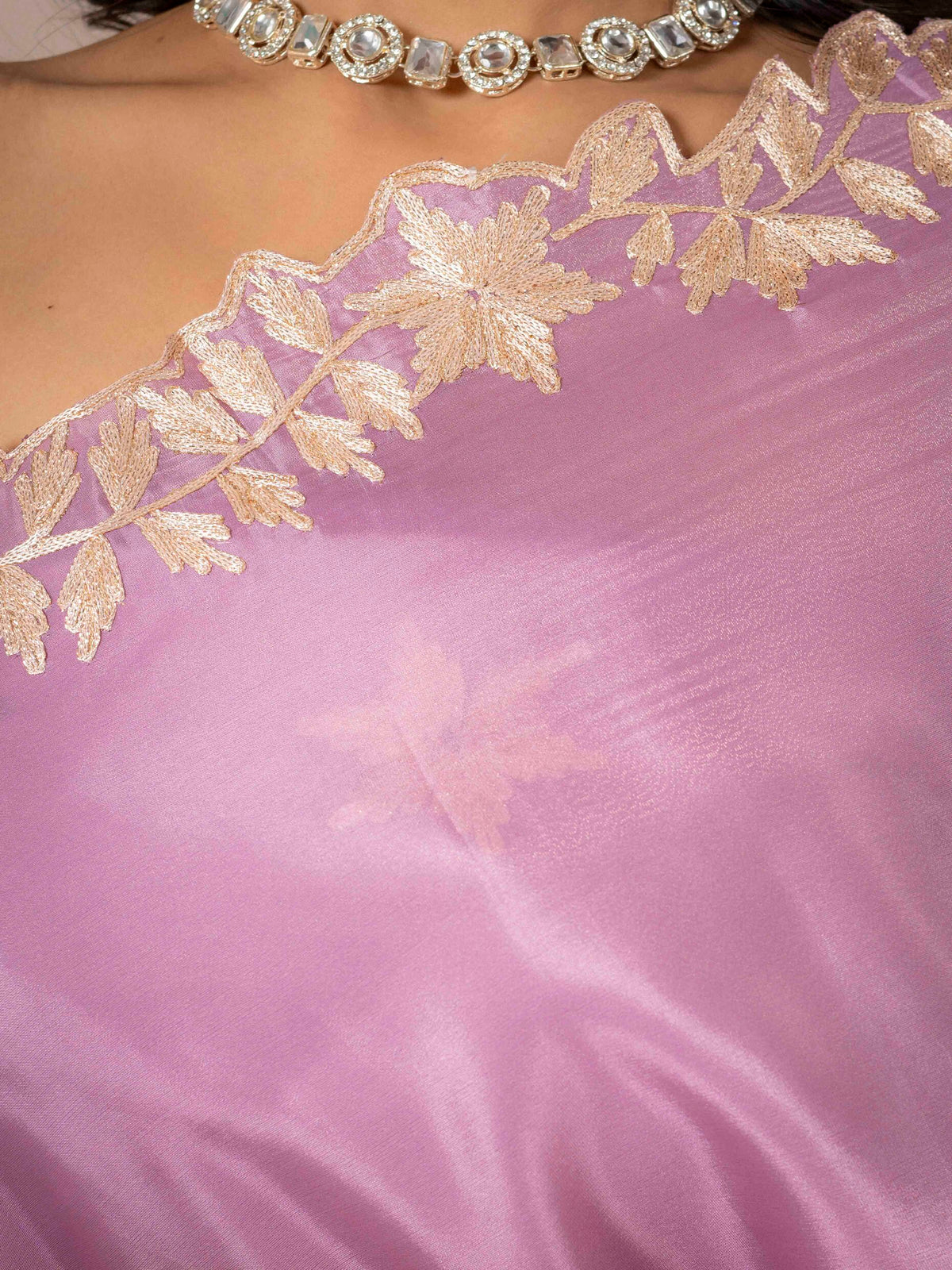 Pastel Ombre Saree with Gold Floral Embroidery