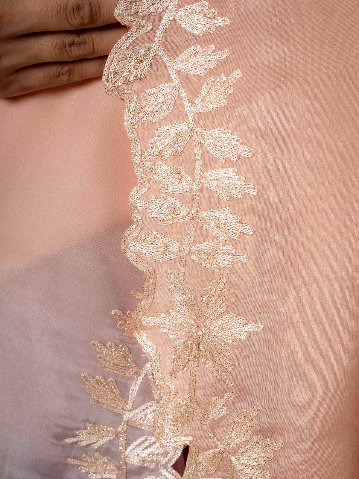 Pastel Ombre Saree with Gold Floral Embroidery