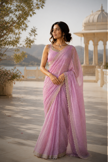 Whispered Grace- Pink Sequence Saree