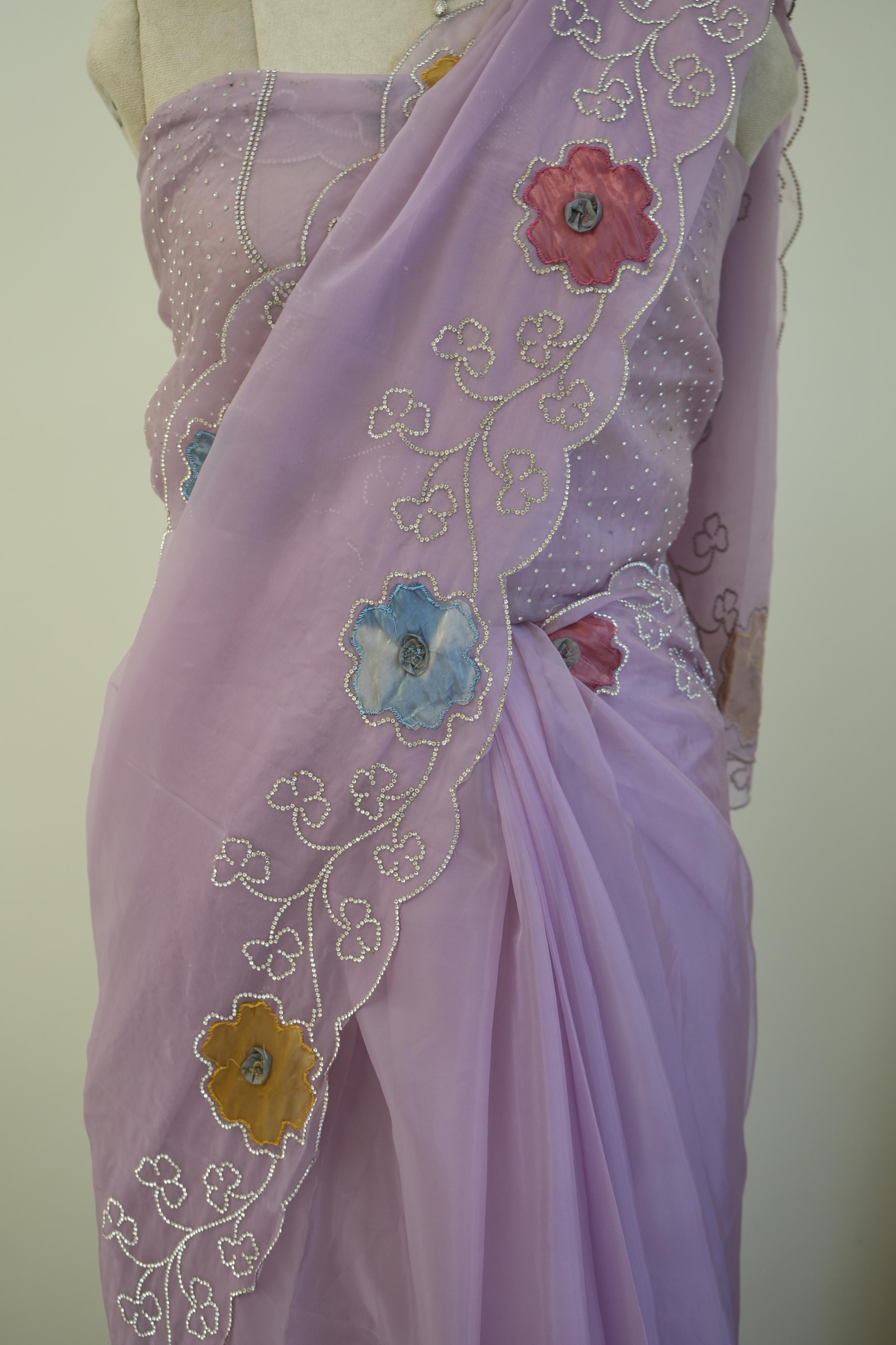 Lavender Mist Floral Saree